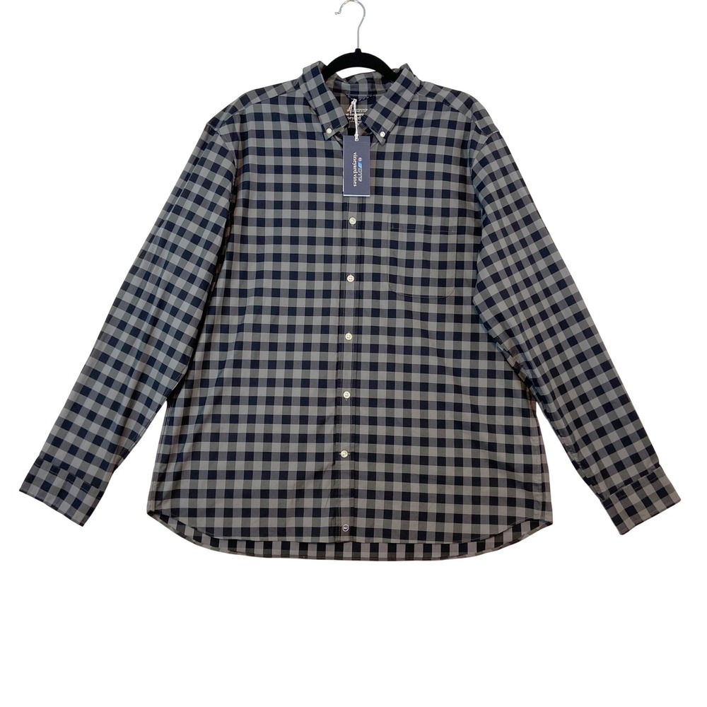 Vineyard Vines Men XL On-The-Go Plaid Performance Shirt Brrr° Cooling Stretch